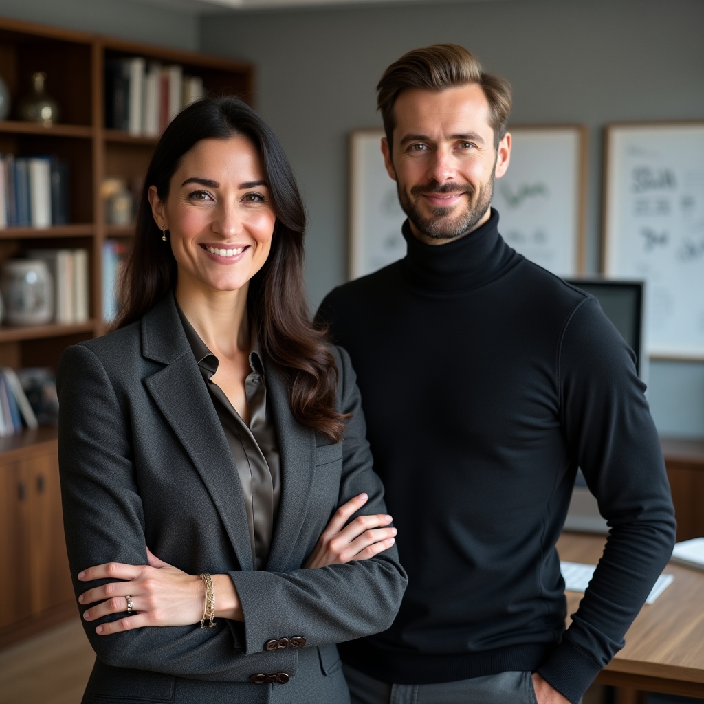 Fondatori di Novortix in ufficio moderno con documenti finanziari