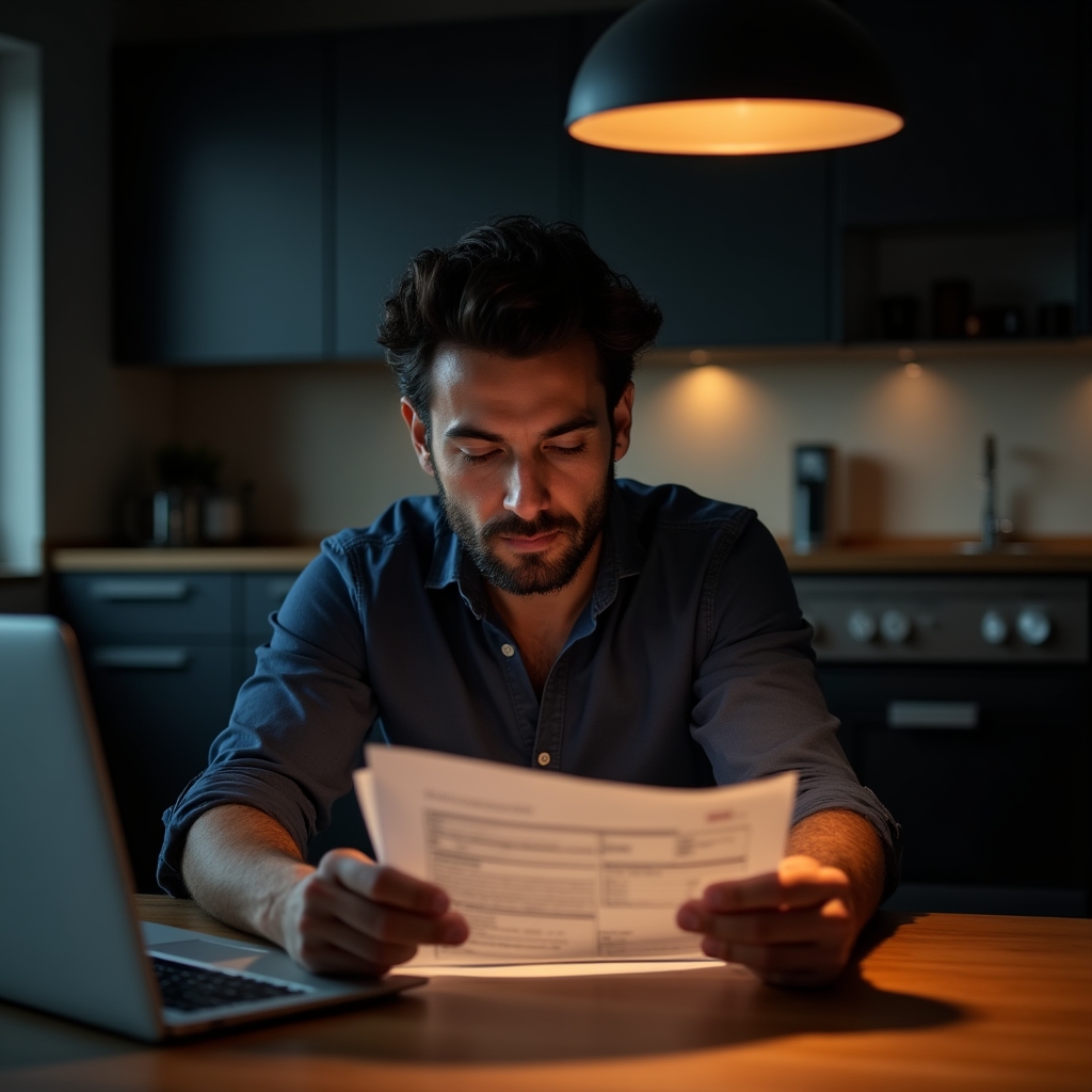 Imprenditore che studia il bilancio aziendale con materiali formativi Novortix